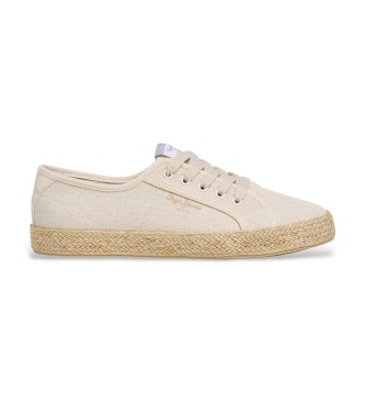 Pepe Jeans para mujer. PLS300019 Zapatillas Brady Jute beige (38), Tela, Plano, Cordones, Casual