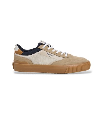 Pepe Jeans para hombre. PMS300019 Zapatillas Nolan Street beige (42), Plano, Ante, Cordones, Casual