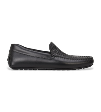 BOSSvoor mannen. 50563133 Noel zwart leren loafers (42), Leer, Plat, Geen, Casual