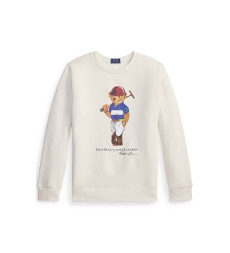 Polo Ralph Laurenvoor jongens. 323A96604001 Fleece sweater met beige Polo Bear ((L) 10/12Ãños= 150/161 cm), Wit, Casual, Katoen, kinderkledi