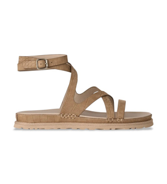 UGG Sandalias GoldenGaze Embossed Ankle Wrap beige