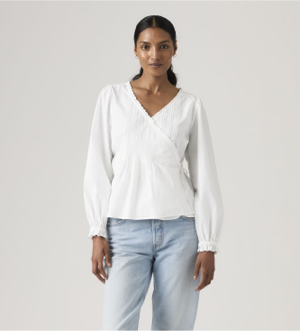 Para mujer. 005CS-0000 Blusa Cruzada Soleil (M), Casual, Algodón, Manga larga