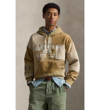 Polo Ralph Lauren para hombre. 710P04970001 Sudadera con capucha de felpa vintage beige (M), Casual, Multicolor, Algodón
