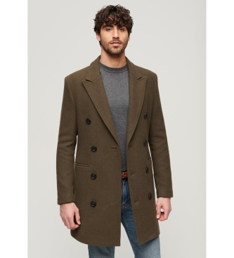 Superdry för män. M5011885A Town Merchant Store grönbrun rock (S), Casual, Ull, Lång ärm