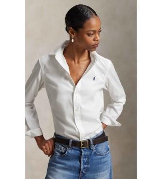 Polo Ralph Lauren för kvinnor. 211891376001 Slim Fit bomullsskjorta vit (44), Casual, Klassisk, Lång ärm