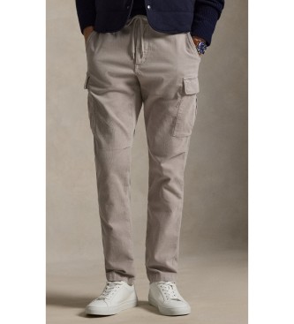 Polo Ralph Lauren para hombre. 710P03051002 Pantalón cargo de pana elástica Slim Fit gris (40/34), Casual, Algodón