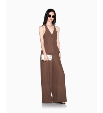 A|X Armani Exchangevoor vrouwen. XW001941AF21529U6136 Bruine jumpsuit Capes (XS), Casual, Polyester, Mouwloos / spaghettibandjes