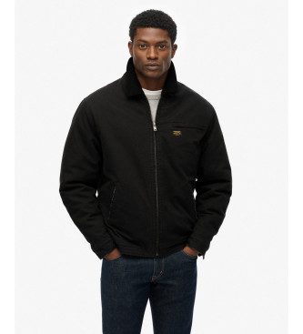 Superdryvoor mannen. M5012236A Canvas Ranch jas zwart (L), Casual, Katoen