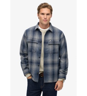 Superdryvoor mannen. M4011050A Miller blauw overhemd (XXL), Casual, Katoen, Lange mouwen