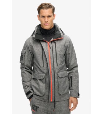 Superdryvoor mannen. MS110176A Ski-jas Peak Rescue grijs (L), Sportief, Sneeuw, Elastaan, Duurzaam