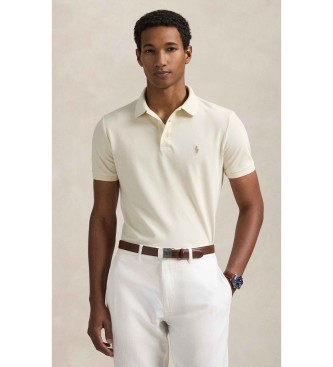 Polo Ralph Lauren för män. 710941439020 Polotröja i stretchpiké Custom Slim Fit beige (M), Casual, Bomull, Kort ärm