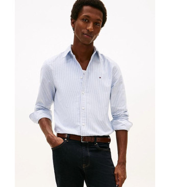 Tommy Hilfiger för män. MW0MW36238 Blå randig oxfordskjorta med normal passform (M), Casual, Bomull, Lång ärm