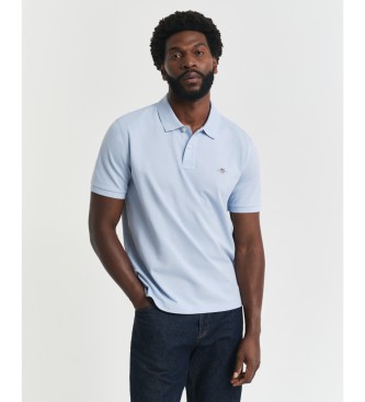 Gantvoor mannen. 2210 Regular Fit Shield blauw piqué poloshirt (5XL), Casual, Katoen, Korte mouwen