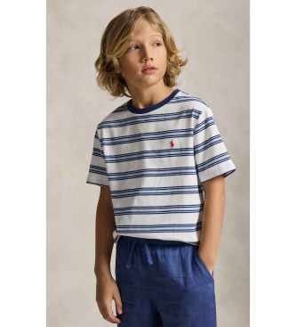 Polo Ralph Laurenvoor jongens. 323A12297001 Gebreid jersey T-shirt met witte strepen ((XL) 13/14años= 163/174cm), Casual, Katoen, Korte mouw