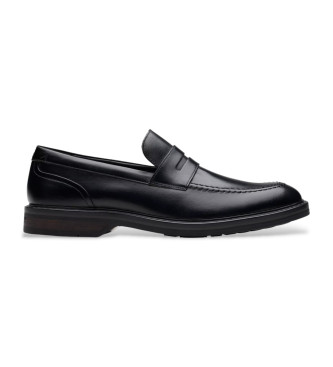 Clarksvoor mannen. 26178429 Aldwin Step leren loafers zwart (45), Leer, Plat, Veters, Geen, Casual