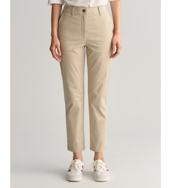 Gantvoor vrouwen. 4150261 Slim Fit Chino broek beige (38), Casual, Katoen