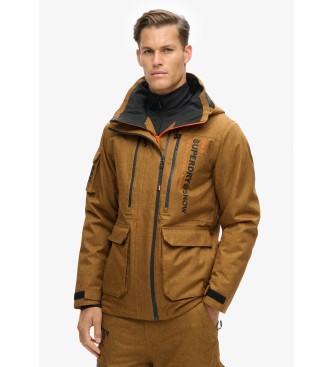Superdryvoor mannen. MS110176A Ski-jas Peak Rescue bruin (L), Sportief, Sneeuw, Elastaan, Duurzaam