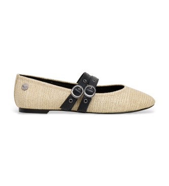 Para mujer. PLS100015 Zapatos Charlotte Natur (39), Plano, Hebilla, Casual