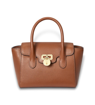 Lauren Ralph Laurenvoor vrouwen. 431969349001 Tanner kleine leren tas in bruin leer (OSFA), Beige, Casual