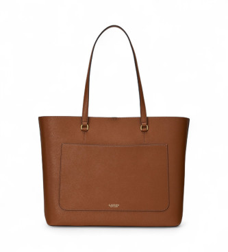 Lauren Ralph Lauren para mujer. 431911655002 Bolso tote Karly de piel cruzada marrón (OSFA), Casual