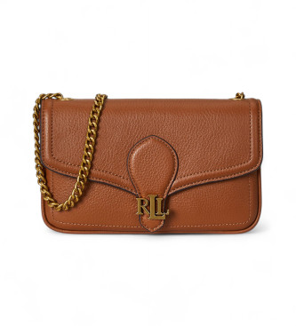 Lauren Ralph Laurenvoor vrouwen. 432977374002 Bruin leren schoudertas (OSFA), Casual, Leer