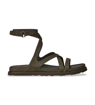 UGG para mujer. 1178570 Sandalias GoldenGaze Embossed Ankle Wrap verde (36), Piel, Plano, Hebilla, Casual