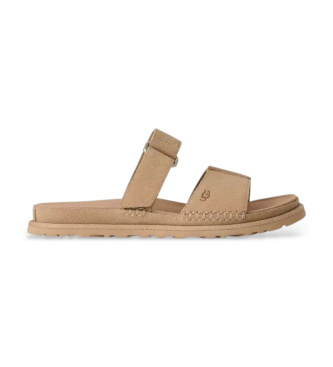 UGG para mujer. 1178590 Sandalias de piel GoldenGaze Slide beige (38), Plano, Ante, Ninguno, Casual