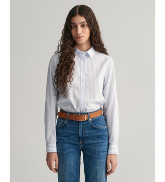 Gant för kvinnor. 4300214 Blå randig poplinskjorta Regular Fit (34), Casual, Bomull, Lång ärm