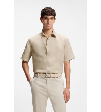 Boss For Man. 50537382 Beige Rash Shirt (Xxl), Casual, Cotton, Short Sleeve