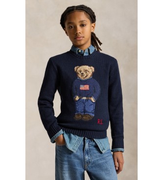 Polo Ralph Lauren Jersey de algodón con Polo Bear marino ( 6/7años= 136/138cm)