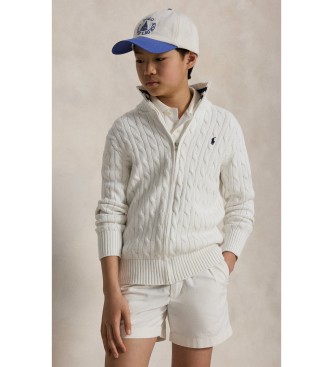 Polo Ralph Lauren Chaqueta de canalé con media cremallera blanco ( 6/7años= 136/138cm)