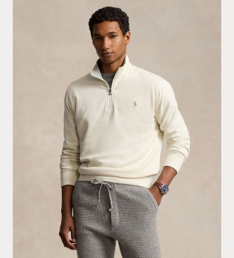 Para hombre. 710812963057 Jersey de punto ultrasuave roto (S), Beige, Casual, Algodón, Manga larga