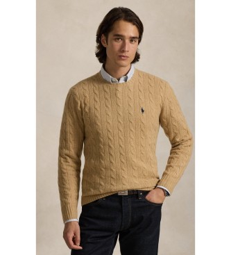 Polo Ralph Lauren para hombre. 710876762009 Jersey de lana y cachemira beige (L), Casual, Clásico, Manga larga