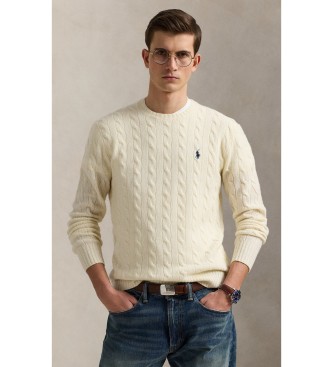 Polo Ralph Lauren para hombre. 710876762010 Jersey de lana y cachemira blanco crema (L), Casual, Clásico, Manga larga