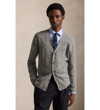 Polo Ralph Lauren para hombre. 710B22611003 Cárdigan de lana y cachemira gris (L), Casual, Clásico
