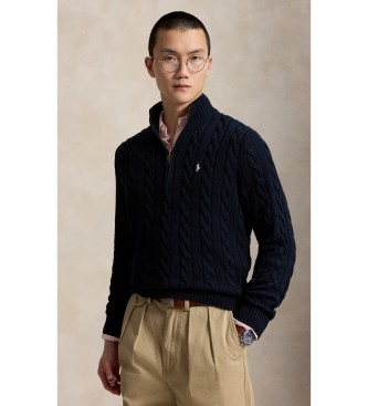 Polo Ralph Lauren para hombre. 710810841500 Jersey de algodón en punto de ochos marino (L), Casual, Manga larga