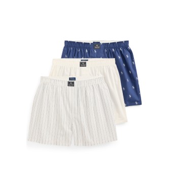 Polo Ralph Lauren para hombre. 714830273050 Set 3 bóxers de algodón blanco, azul (L), Homewear