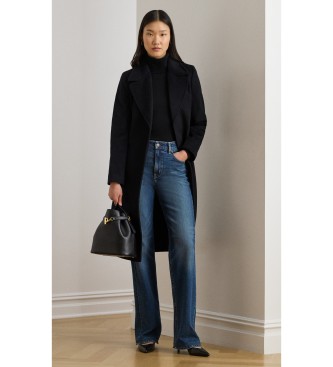 Lauren Ralph Lauren para mujer. 297962169001 Abrigo cruzado de mezcla de lana negro (14), Clásico