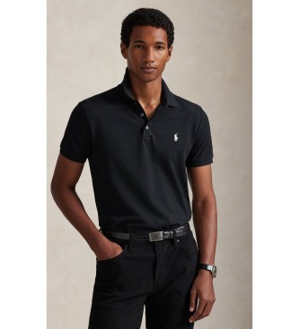 Polo Ralph Lauren para hombre. 710941439040 Polo de piqué elástico Custom Slim Fit negro (L), Casual, Algodón, Manga corta