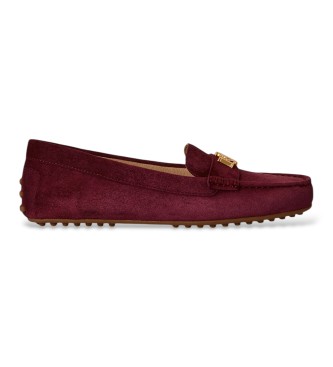 Lauren Ralph Lauren para mujer. 802821629037 Mocasines Barnsbury de ante granate (36), Plano, Ninguno, Casual