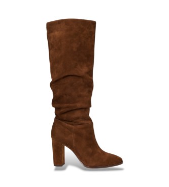Lauren Ralph Lauren para mujer. 802937807002 Botas altas Artizan de ante marrón (35.5), 8 a 10cm, Ninguno, Casual