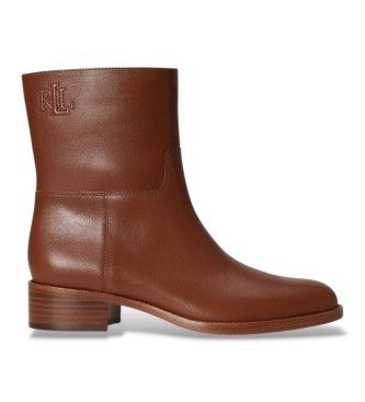 Lauren Ralph Lauren para mujer. 802P15708002 Botines Kyle de piel de becerro marrón (36), 3 a 5cm, Ninguno, Casual