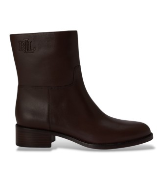 Lauren Ralph Lauren para mujer. 802P15708003 Botines Kyle de piel de becerro marrón oscuro (36), 3 a 5cm, Ninguno, Casual