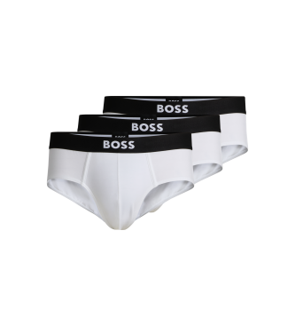 BOSSvoor mannen. 50546561 Set 3 Slips Logo op de tailleband wit (M), Homewear, Katoen