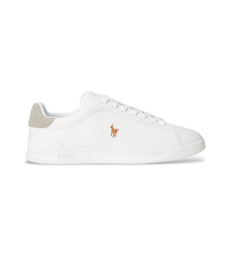 Polo Ralph Laurenvoor mannen. 809940762002 Erfgoed leren sportschoenen wit, grijs (40), Leer, Plat, Veters, Casual