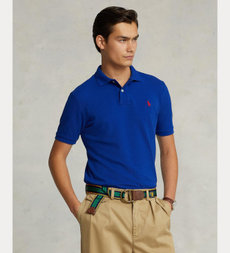 Polo Ralph Lauren para hombre. 710782592010 El icónico polo de piqué Custom Slim Fit azul oscuro (L), Casual, Algodón, Manga corta