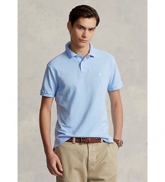 Polo Ralph Lauren para hombre. 710782592013 El icónico polo de piqué Custom Slim Fit azul claro (L), Casual, Algodón, Manga corta
