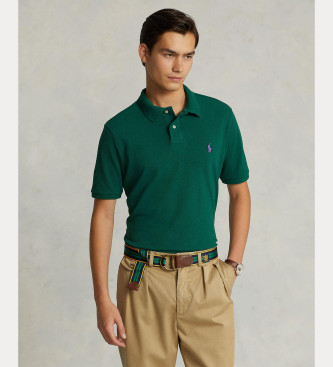Polo Ralph Lauren para hombre. 710782592016 El icónico polo de piqué Custom Slim Fit verde (L), Casual, Algodón, Manga corta