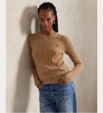 Polo Ralph Lauren Per Donna. 211971865002 Maglione Marrone In Lana E Cashmere (Xl), Beige, Casual, Manica Lunga