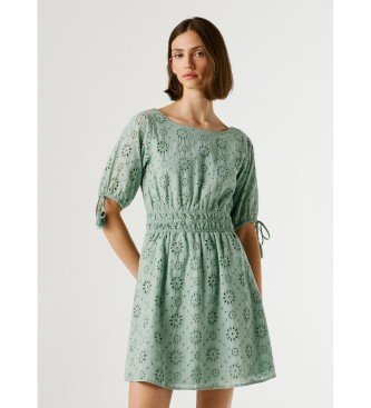 Pepe Jeans para mujer. PL9537792 Vestido Chiara verde (M), Casual, Algodón, Manga corta
